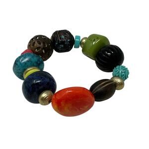 Chicos Chunky Multicolor Stone Look Beaded Bracelet Slip On